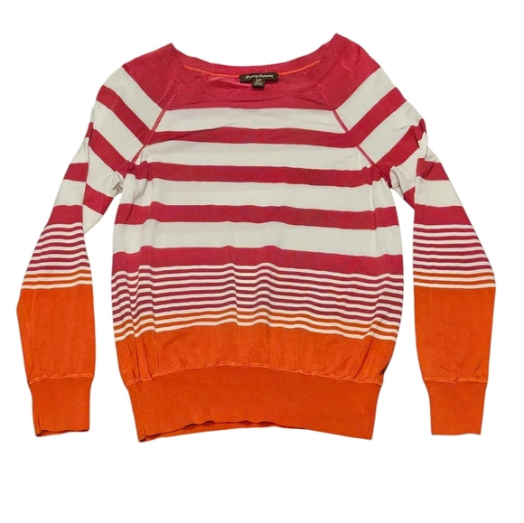 Tommy Bahama Women Small Pink Orange White Striped Preppy Lightweight Sweater - Picture 1 of 5